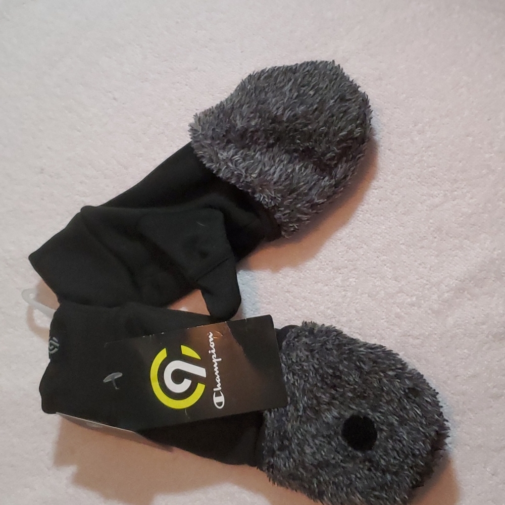 C9 Champion Girls Youth Duo Dry Wick Moisture Black Flip Glove Mittens Size 8/16